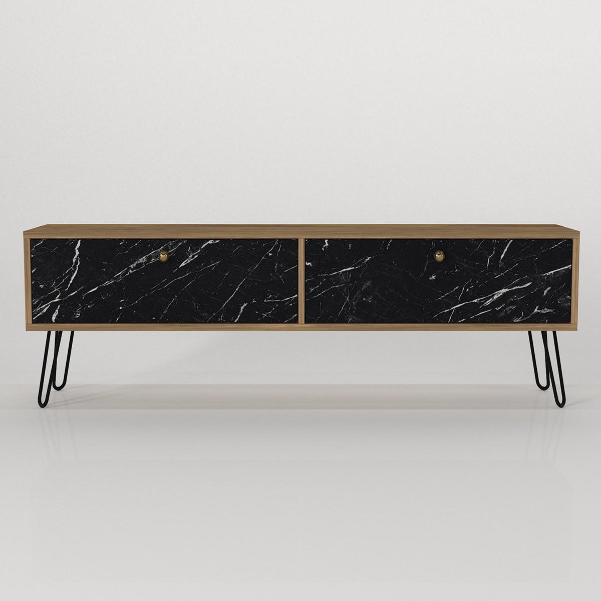 Έπιπλο Τηλεόρασης ArteLibre DRIMA Φυσικό/Μαύρο Μοριοσανίδα/Μελαμίνη 160x30x45cm - Hippiehome.gr