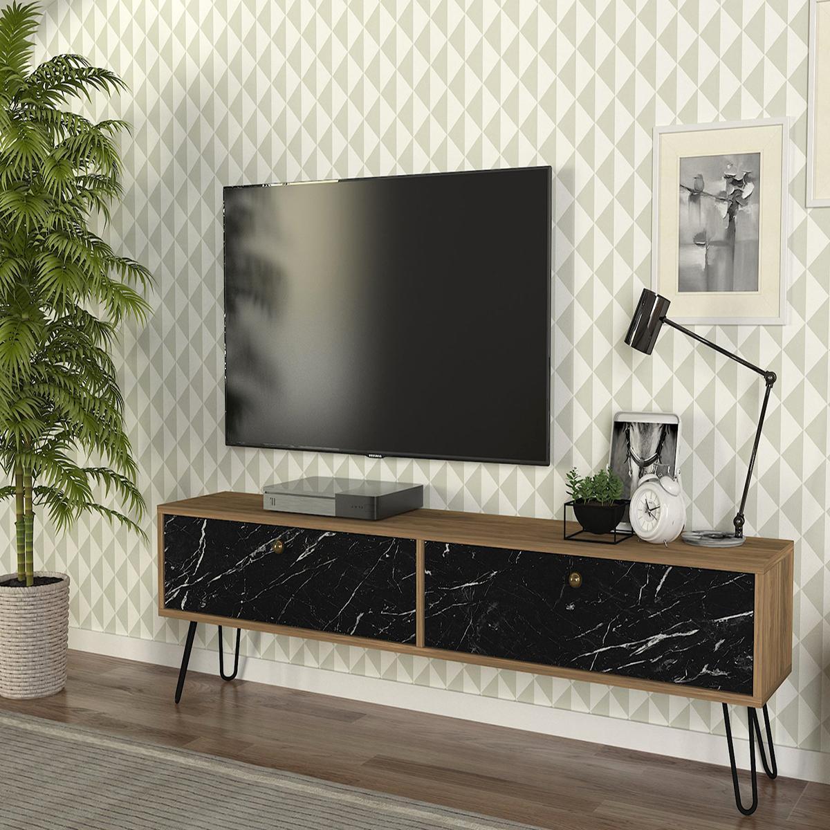 Έπιπλο Τηλεόρασης ArteLibre DRIMA Φυσικό/Μαύρο Μοριοσανίδα/Μελαμίνη 160x30x45cm - Hippiehome.gr