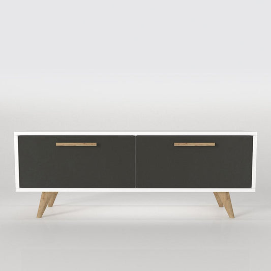 Έπιπλο Τηλεόρασης ArteLibre SCHIZA Λευκό/Ανθρακί Μοριοσανίδα/Μελαμίνη 120x30x45cm - Hippiehome.gr