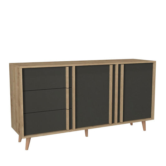 Μπουφές ArteLibre ANDROS Φυσικό/Ανθρακί Μοριοσανίδα/Μελαμίνη 160x45x85cm - Hippiehome.gr