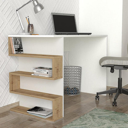 Γραφείο ArteLibre CLEORA Φυσικό/Λευκό Μοριοσανίδα/Μελαμίνη 120x60x74cm - Hippiehome.gr