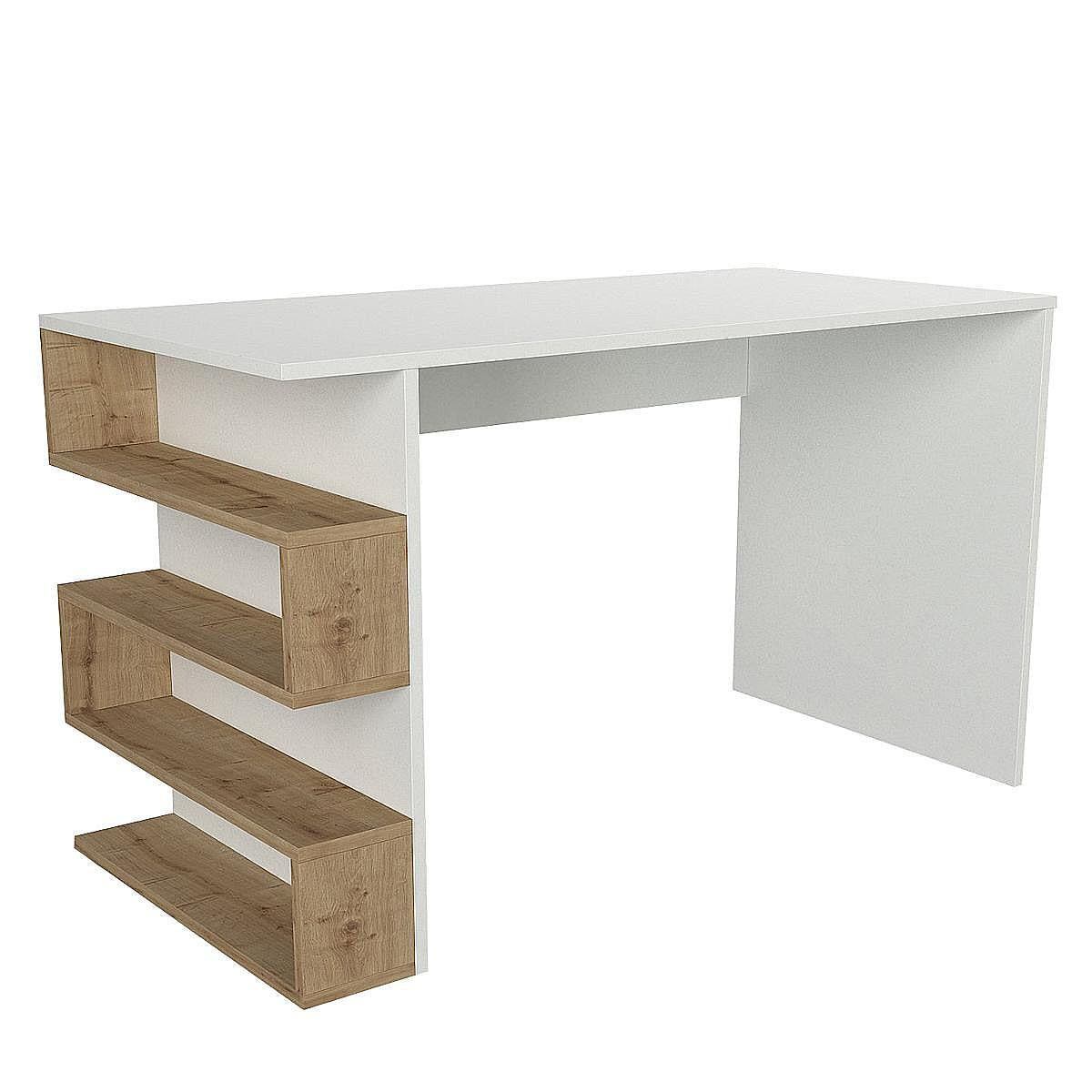 Γραφείο ArteLibre CLEORA Φυσικό/Λευκό Μοριοσανίδα/Μελαμίνη 120x60x74cm - Hippiehome.gr