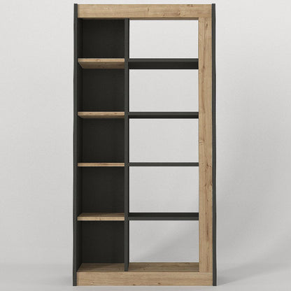 Βιβλιοθήκη ArteLibre ARAI Φυσικό/Ανθρακί Μοριοσανίδα/Μελαμίνη 75x25x148cm - Hippiehome.gr