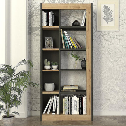 Βιβλιοθήκη ArteLibre ARAI Φυσικό/Ανθρακί Μοριοσανίδα/Μελαμίνη 75x25x148cm - Hippiehome.gr