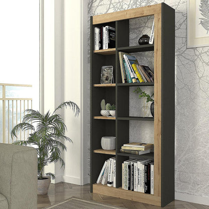 Βιβλιοθήκη ArteLibre ARAI Φυσικό/Ανθρακί Μοριοσανίδα/Μελαμίνη 75x25x148cm - Hippiehome.gr