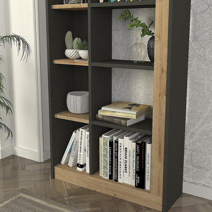 Βιβλιοθήκη ArteLibre ARAI Φυσικό/Ανθρακί Μοριοσανίδα/Μελαμίνη 75x25x148cm - Hippiehome.gr