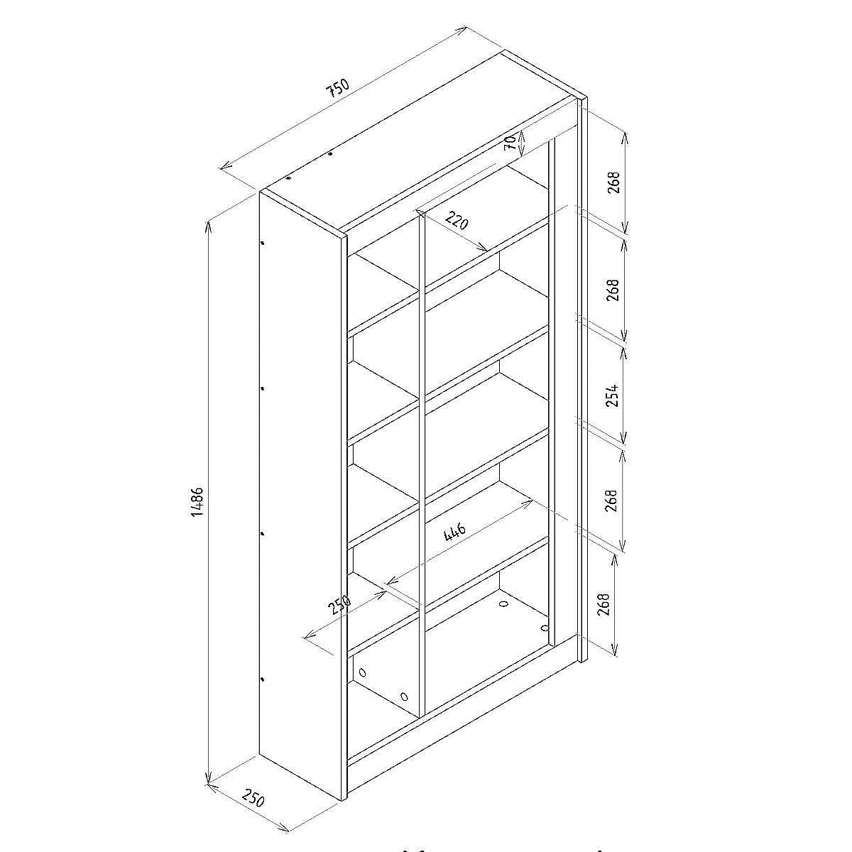 Βιβλιοθήκη ArteLibre ARAI Φυσικό/Ανθρακί Μοριοσανίδα/Μελαμίνη 75x25x148cm - Hippiehome.gr