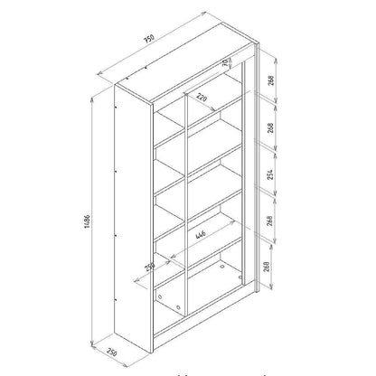 Βιβλιοθήκη ArteLibre ARAI Φυσικό/Ανθρακί Μοριοσανίδα/Μελαμίνη 75x25x148cm - Hippiehome.gr