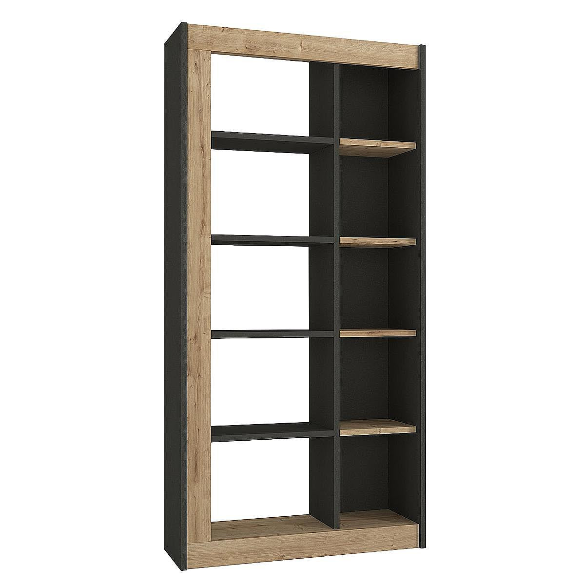 Βιβλιοθήκη ArteLibre ARAI Φυσικό/Ανθρακί Μοριοσανίδα/Μελαμίνη 75x25x148cm - Hippiehome.gr