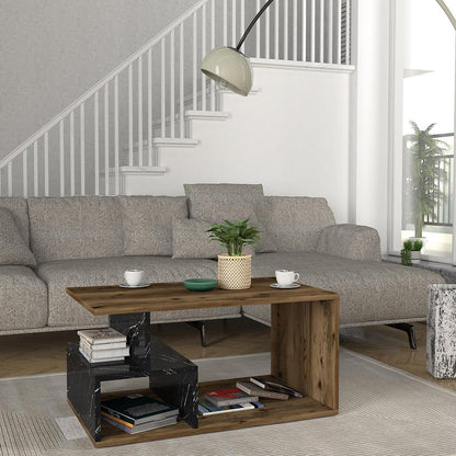 Τραπεζάκι Σαλονιού ArteLibre DRAKE Καρυδί/Μαύρο Μοριοσανίδα/Μελαμίνη 90x54x42cm - Hippiehome.gr