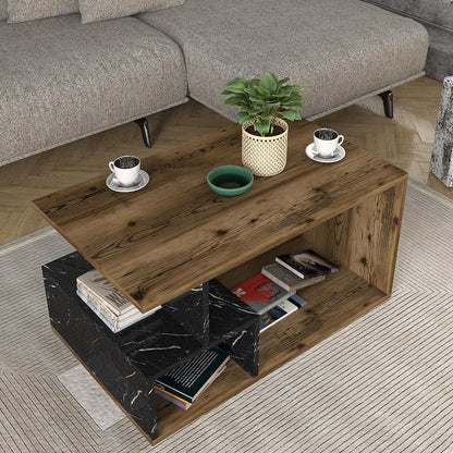 Τραπεζάκι Σαλονιού ArteLibre DRAKE Καρυδί/Μαύρο Μοριοσανίδα/Μελαμίνη 90x54x42cm - Hippiehome.gr