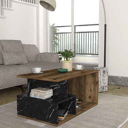 Τραπεζάκι Σαλονιού ArteLibre DRAKE Καρυδί/Μαύρο Μοριοσανίδα/Μελαμίνη 90x54x42cm - Hippiehome.gr