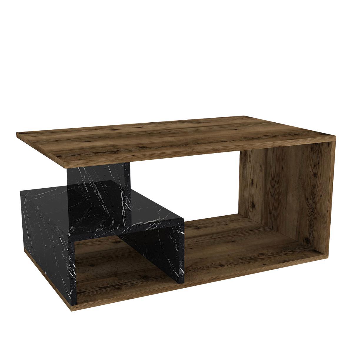 Τραπεζάκι Σαλονιού ArteLibre DRAKE Καρυδί/Μαύρο Μοριοσανίδα/Μελαμίνη 90x54x42cm - Hippiehome.gr