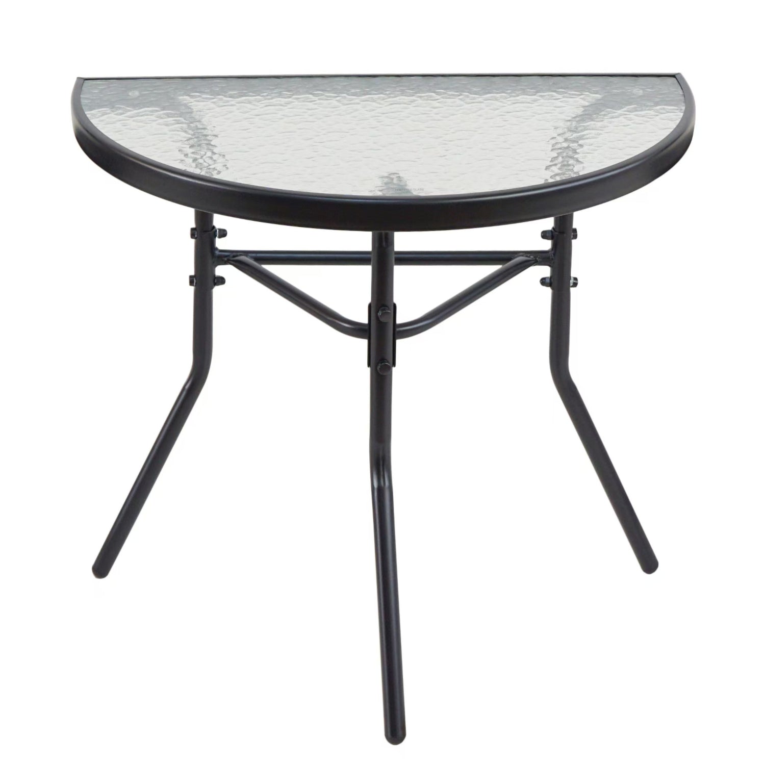 Τραπέζι Κήπου Ημικυκλικό ArteLibre CELESTIAL Μαύρο Μέταλλο/Γυαλί 70x40x65cm - Hippiehome.gr