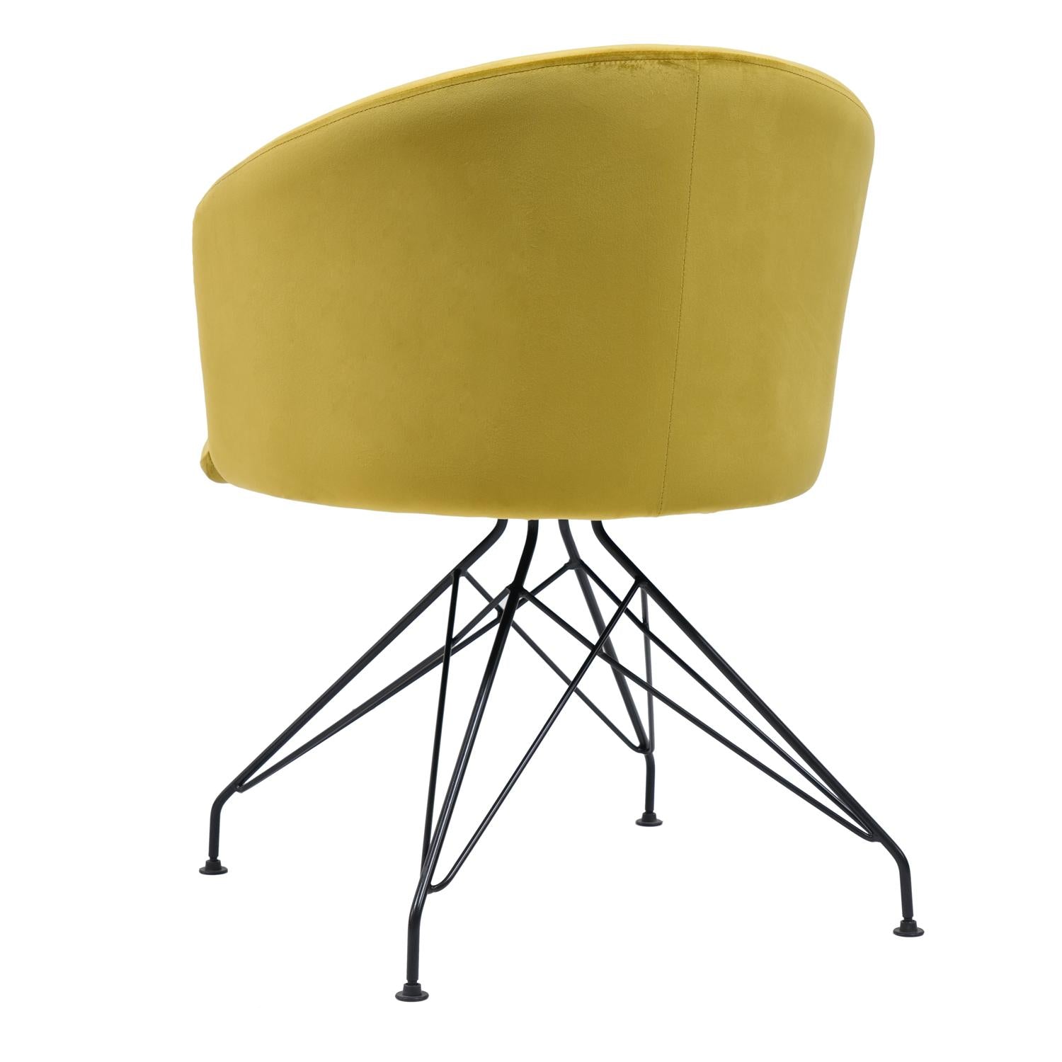 Πολυθρόνα ArteLibre JOHAN Κίτρινο Βελούδο/Μέταλλο 63x51x78cm - Hippiehome.gr