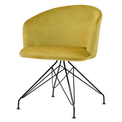 Πολυθρόνα ArteLibre JOHAN Κίτρινο Βελούδο/Μέταλλο 63x51x78cm - Hippiehome.gr