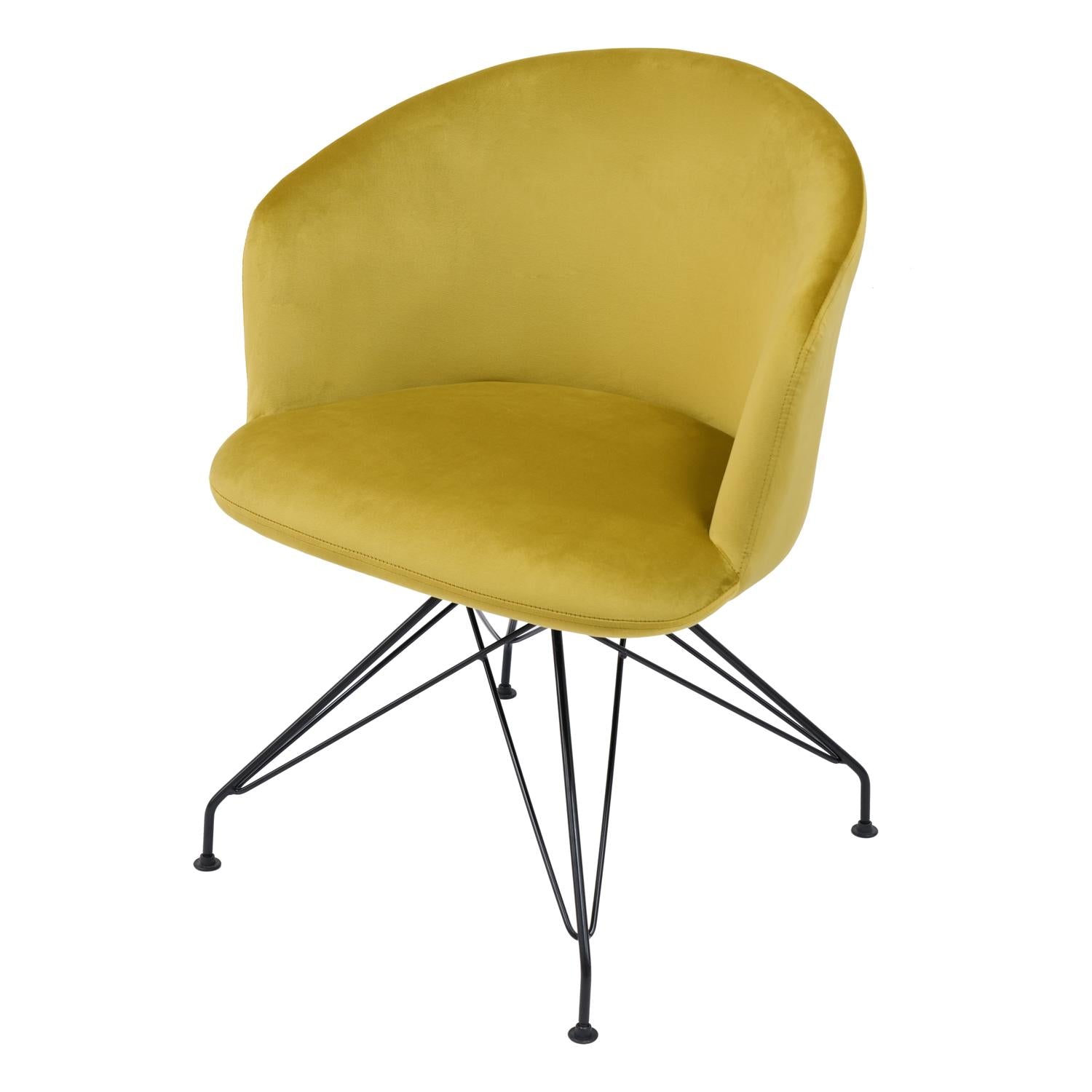 Πολυθρόνα ArteLibre JOHAN Κίτρινο Βελούδο/Μέταλλο 63x51x78cm - Hippiehome.gr