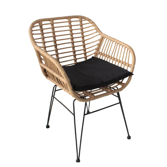 Καρέκλα Κήπου ArteLibre ACTORIUS Φυσικό/Μαύρο Μέταλλο/Rattan 57x53x81cm - Hippiehome.gr