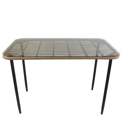 Τραπέζι Κήπου ArteLibre ANNIUS Φυσικό/Μαύρο Μέταλλο/Rattan/Γυαλί 120x70x78cm - Hippiehome.gr