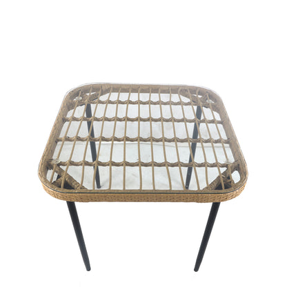 Τραπέζι Κήπου ArteLibre ANTIUS Φυσικό/Μαύρο Μέταλλο/Rattan/Γυαλί 80x80x73cm - Hippiehome.gr