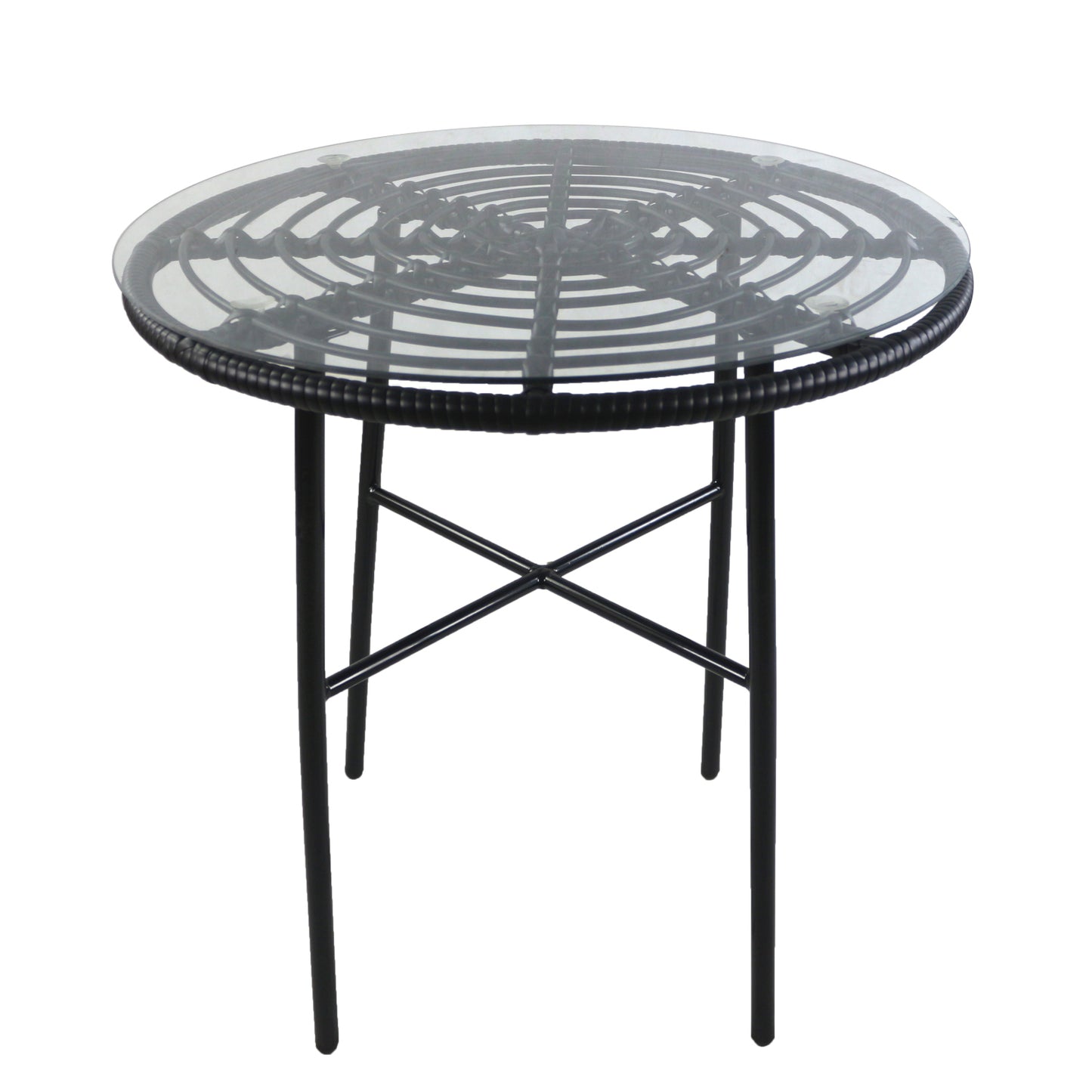 Τραπέζι Κήπου ArteLibre APPIUS Μαύρο Μέταλλο/Rattan/Γυαλί 70x70x74cm - Hippiehome.gr