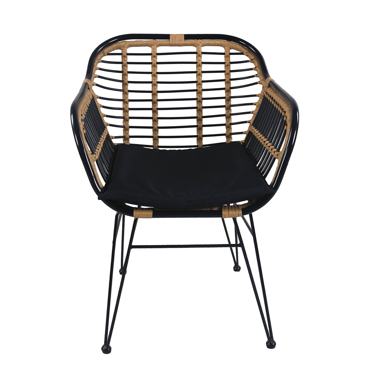 Καρέκλα Κήπου ArteLibre ATINIUS Φυσικό/Μαύρο Μέταλλο/Rattan 58x62x82cm - Hippiehome.gr