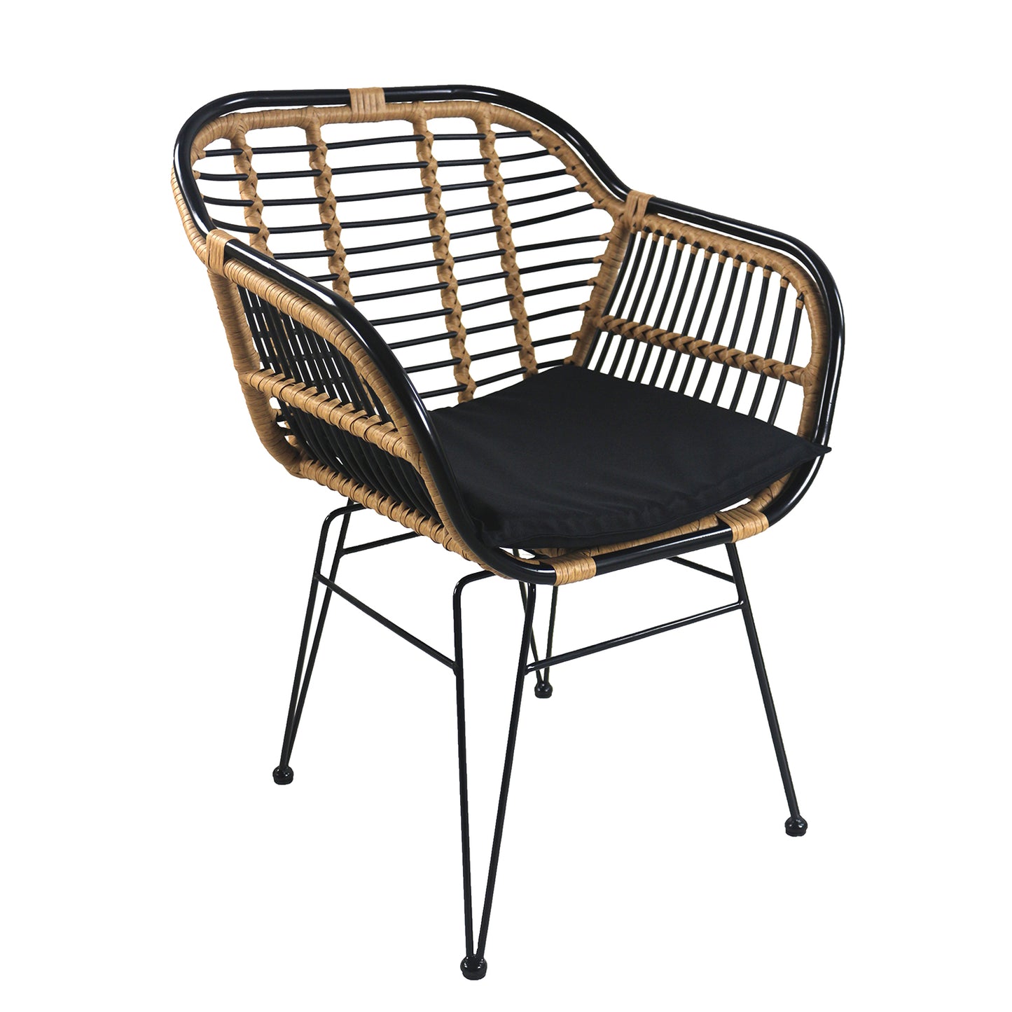 Καρέκλα Κήπου ArteLibre ATINIUS Φυσικό/Μαύρο Μέταλλο/Rattan 58x62x82cm - Hippiehome.gr