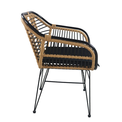 Καρέκλα Κήπου ArteLibre ATINIUS Φυσικό/Μαύρο Μέταλλο/Rattan 58x62x82cm - Hippiehome.gr