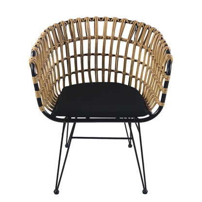 Καρέκλα Κήπου ArteLibre AULIUS Φυσικό/Μαύρο Μέταλλο/Rattan 57x60x78.5cm - Hippiehome.gr