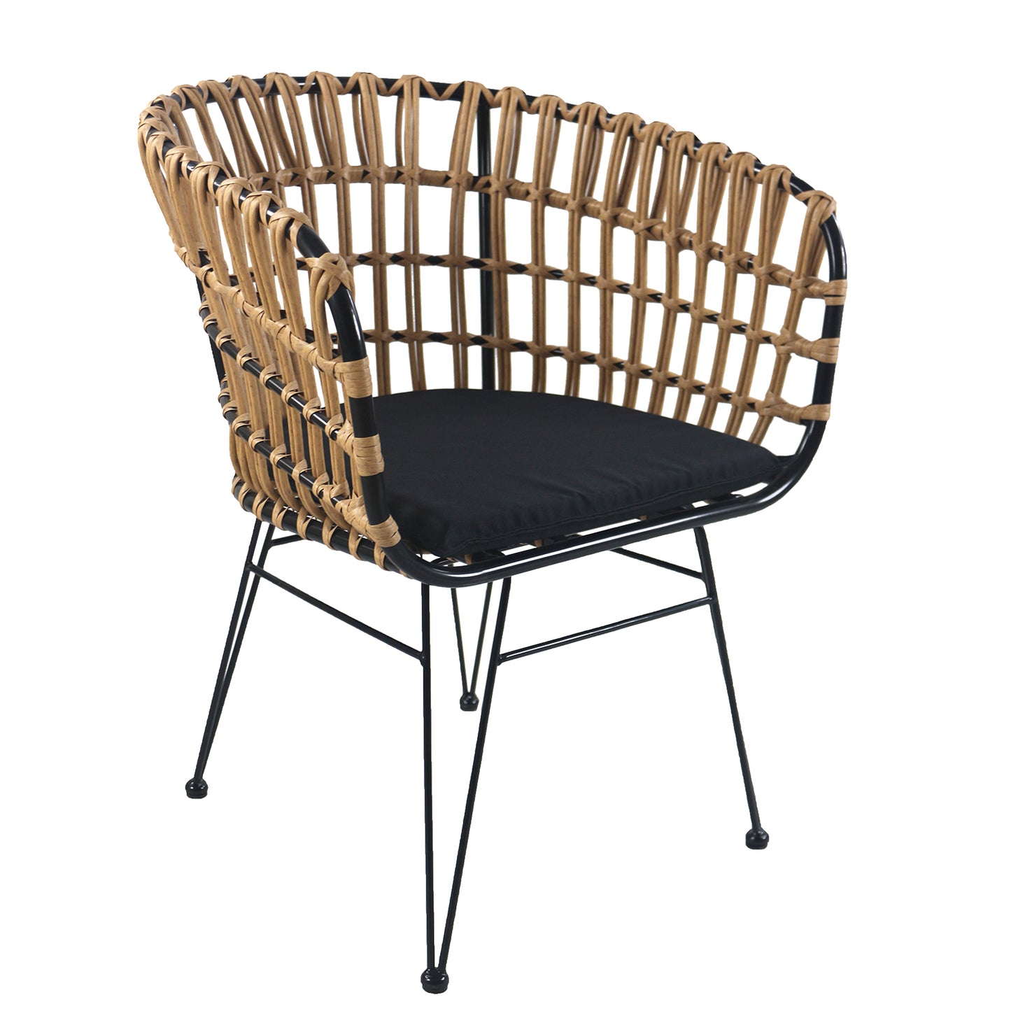 Καρέκλα Κήπου ArteLibre AULIUS Φυσικό/Μαύρο Μέταλλο/Rattan 57x60x78.5cm - Hippiehome.gr
