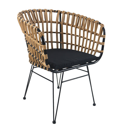 Καρέκλα Κήπου ArteLibre AULIUS Φυσικό/Μαύρο Μέταλλο/Rattan 57x60x78.5cm - Hippiehome.gr