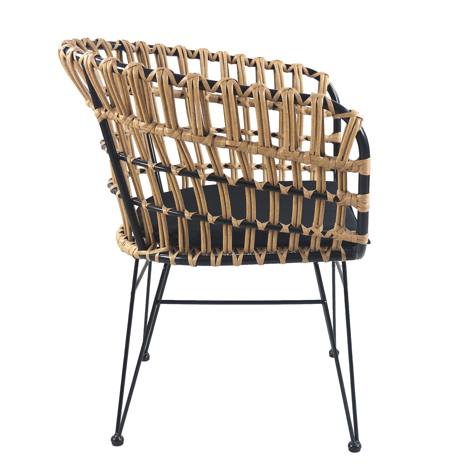 Καρέκλα Κήπου ArteLibre AULIUS Φυσικό/Μαύρο Μέταλλο/Rattan 57x60x78.5cm - Hippiehome.gr