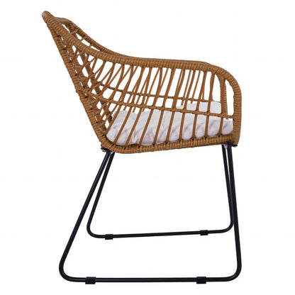 ArteLibre Garden Armchair ABURIUS Natural/Black Rattan/Metal 63x60x83.5cm