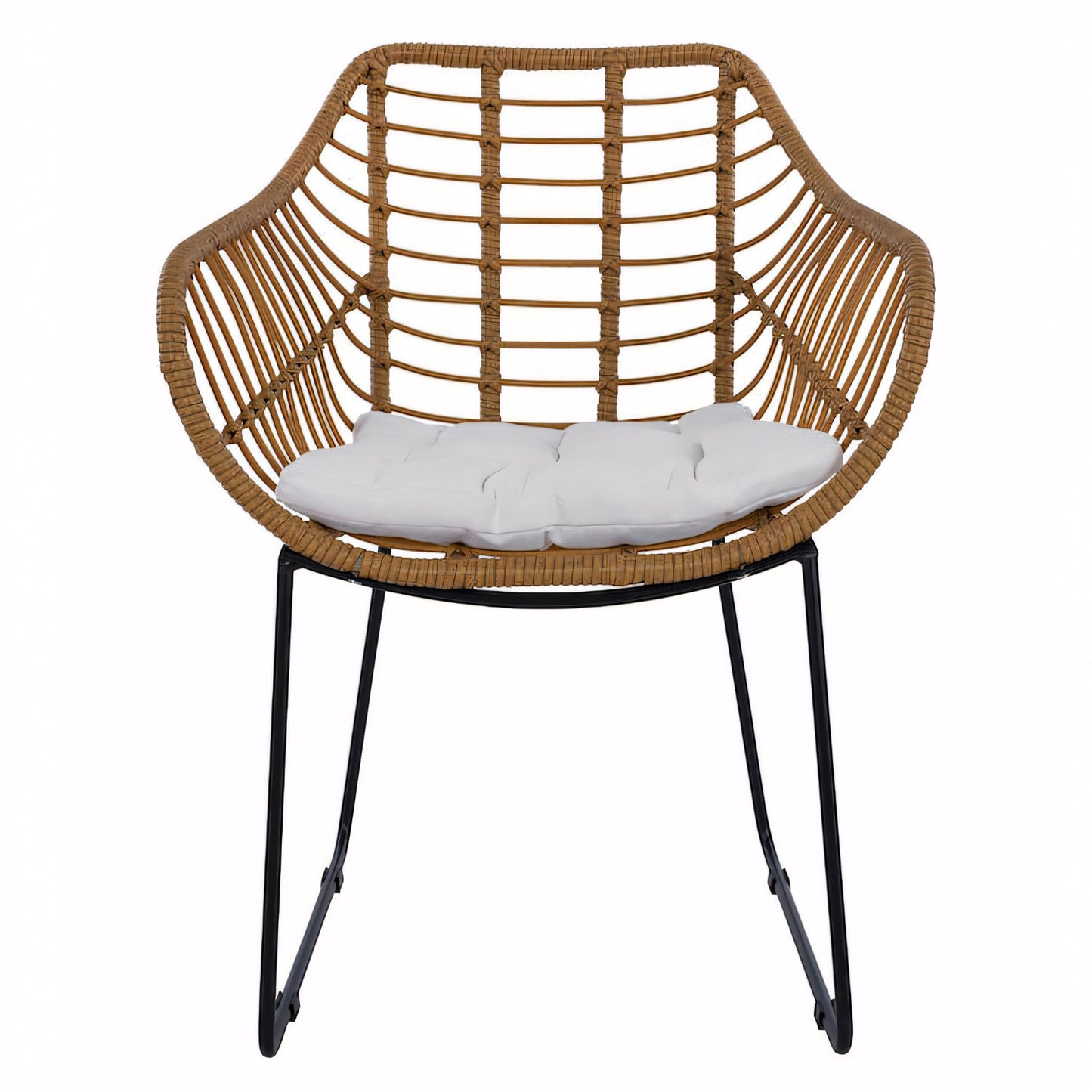 ArteLibre Garden Armchair ABURIUS Natural/Black Rattan/Metal 63x60x83.5cm