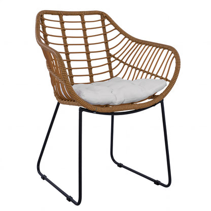 ArteLibre Garden Armchair ABURIUS Natural/Black Rattan/Metal 63x60x83.5cm