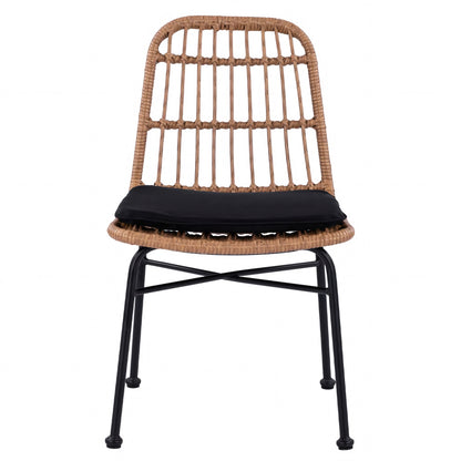 Garden Chair ArteLibre AFRANIUS Natural/Black Rattan/Metal 47x50x85cm