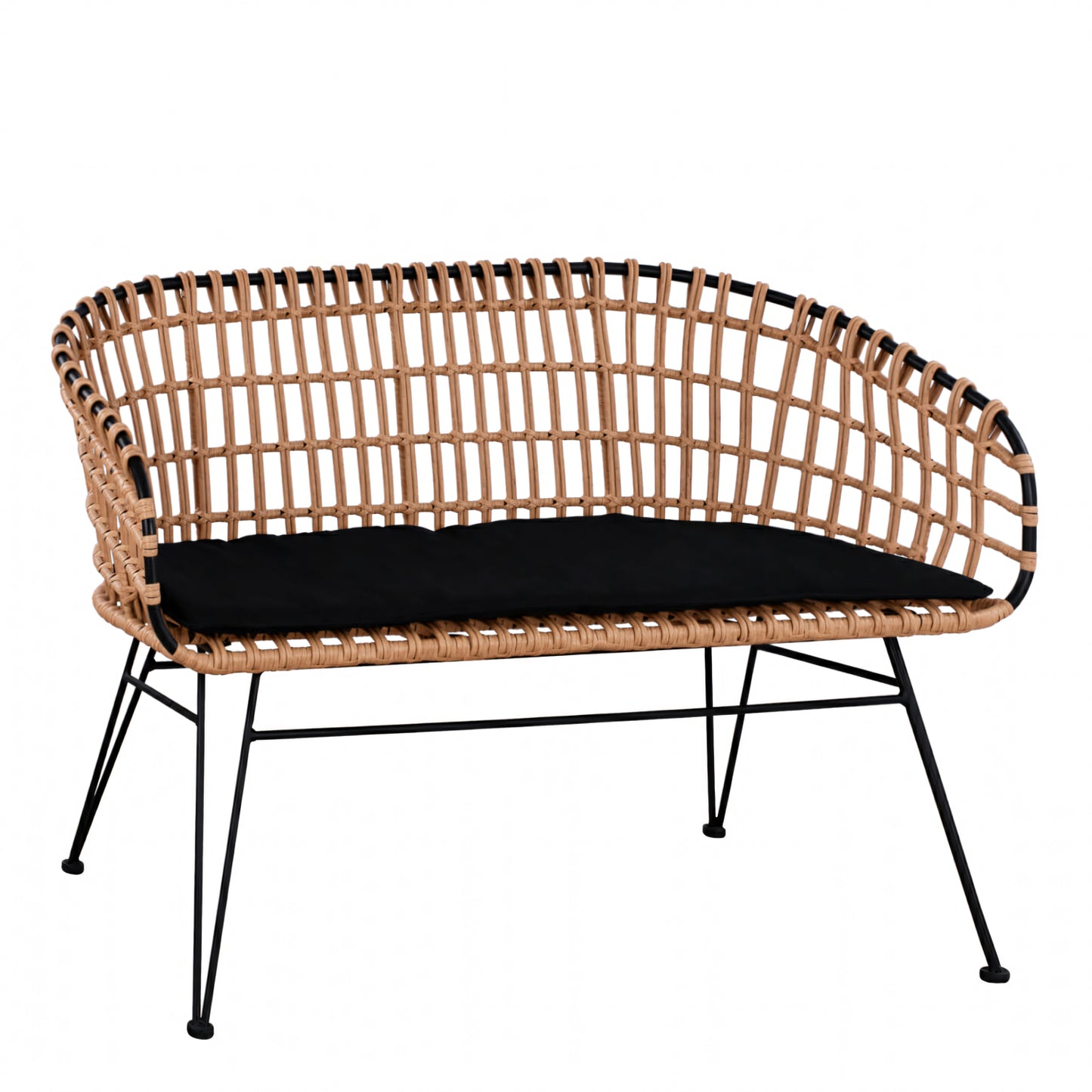 ArteLibre Garden Sofa ARVENIUS Natural/Black Rattan 124x57x77cm