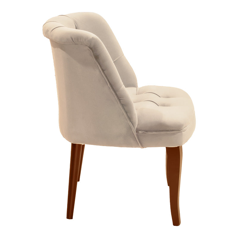 Πολυθρόνα Loreta pakoworld βελούδο μπεζ-με καρυδί πόδια 55x57x78εκ - Hippiehome.gr