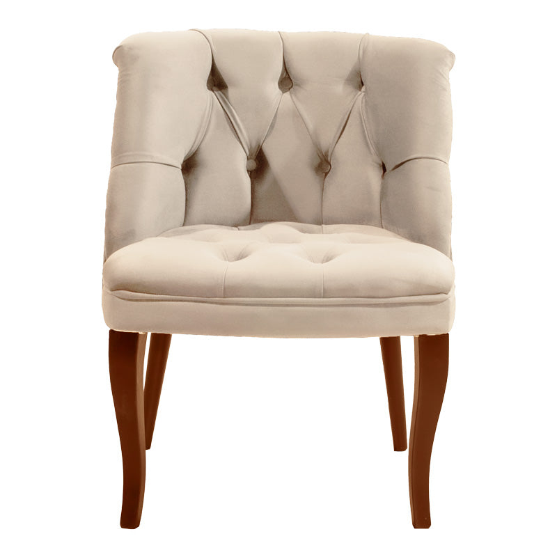 Πολυθρόνα Loreta pakoworld βελούδο μπεζ-με καρυδί πόδια 55x57x78εκ - Hippiehome.gr