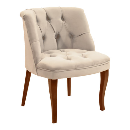 Πολυθρόνα Loreta pakoworld βελούδο μπεζ-με καρυδί πόδια 55x57x78εκ - Hippiehome.gr