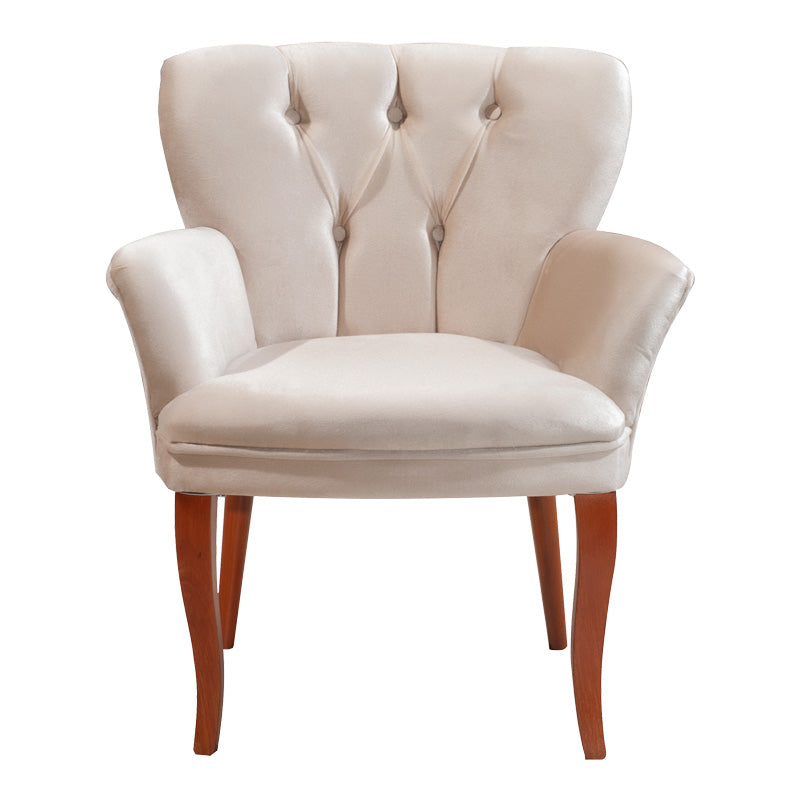 Πολυθρόνα Samara pakoworld βελούδο μπεζ με καρυδί πόδια 54x71x79εκ - Hippiehome.gr