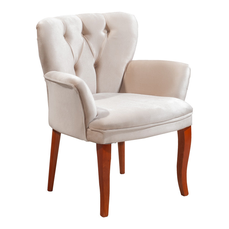 Πολυθρόνα Samara pakoworld βελούδο μπεζ με καρυδί πόδια 54x71x79εκ - Hippiehome.gr