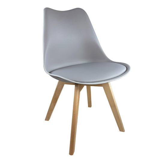 Καρέκλα Τραπεζαρίας ArteLibre GROUGH Γκρι Ανοιχτό/Φυσικό PP/PU/Ξύλο 46x50x82cm - Hippiehome.gr