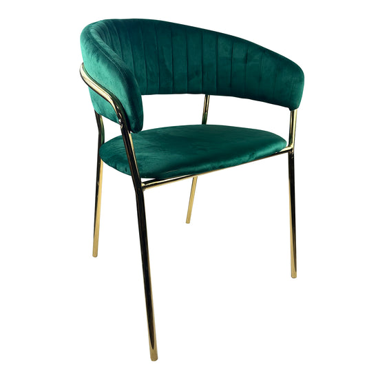 Καρέκλα Τραπεζαρίας ArteLibre MINTHORNE Κυπαρισσί/Χρυσό Βελούδο/Μέταλλο 54x53x80cm - Hippiehome.gr