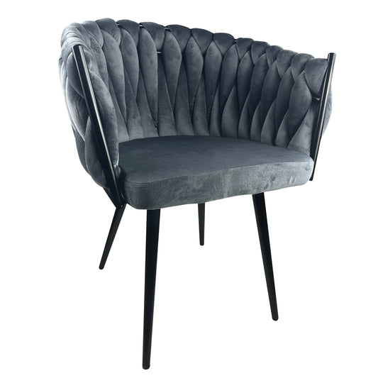 Καρέκλα Τραπεζαρίας ArteLibre JENNINGS Γκρι/Μαύρο Βελούδο/Μέταλλο 55x60x80cm - Hippiehome.gr