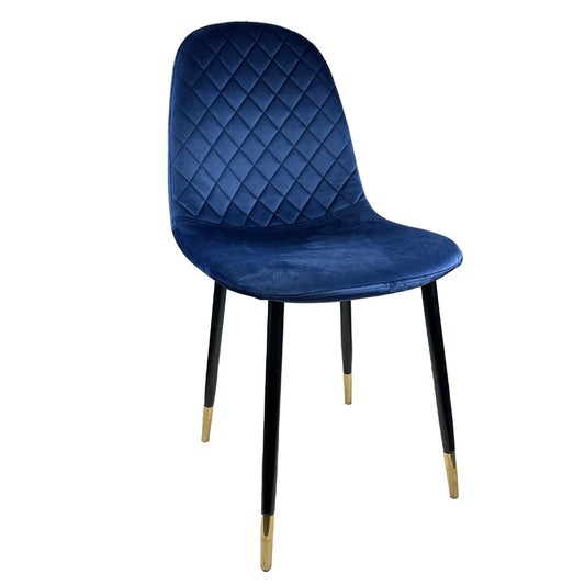 Καρέκλα Τραπεζαρίας ArteLibre BEDFORD Μπλε/Μαύρο Βελούδο/Μέταλλο 53x44x86cm - Hippiehome.gr