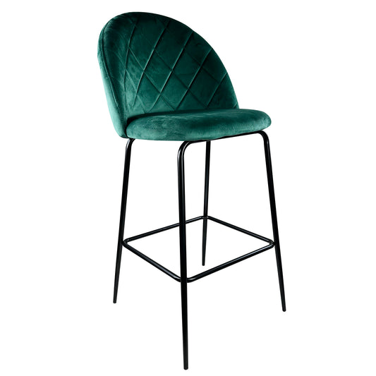 Σκαμπό Bar ArteLibre UNDERHILL Κυπαρισσί/Μαύρο Βελούδο/Μέταλλο 45x53x98cm - Hippiehome.gr