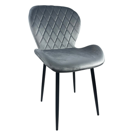 Καρέκλα Τραπεζαρίας ArteLibre LOWERY Γκρι/Μαύρο Βελούδο/Μέταλλο 59x52x82cm - Hippiehome.gr