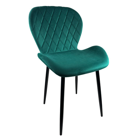 Καρέκλα Τραπεζαρίας ArteLibre LOWERY Πράσινο/Μαύρο Βελούδο/Μέταλλο 59x52x82cm - Hippiehome.gr