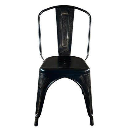 Καρέκλα ArteLibre Βιομηχανικού Τύπου Vintage TOLIKO Μαύρο Αντικέ Μέταλλο 44x49x84cm - Hippiehome.gr